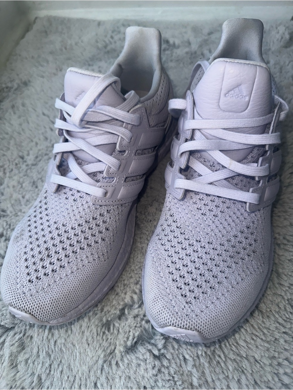 Adidas Boost Running Shoes Light Purple Knit Sneakers Women’s